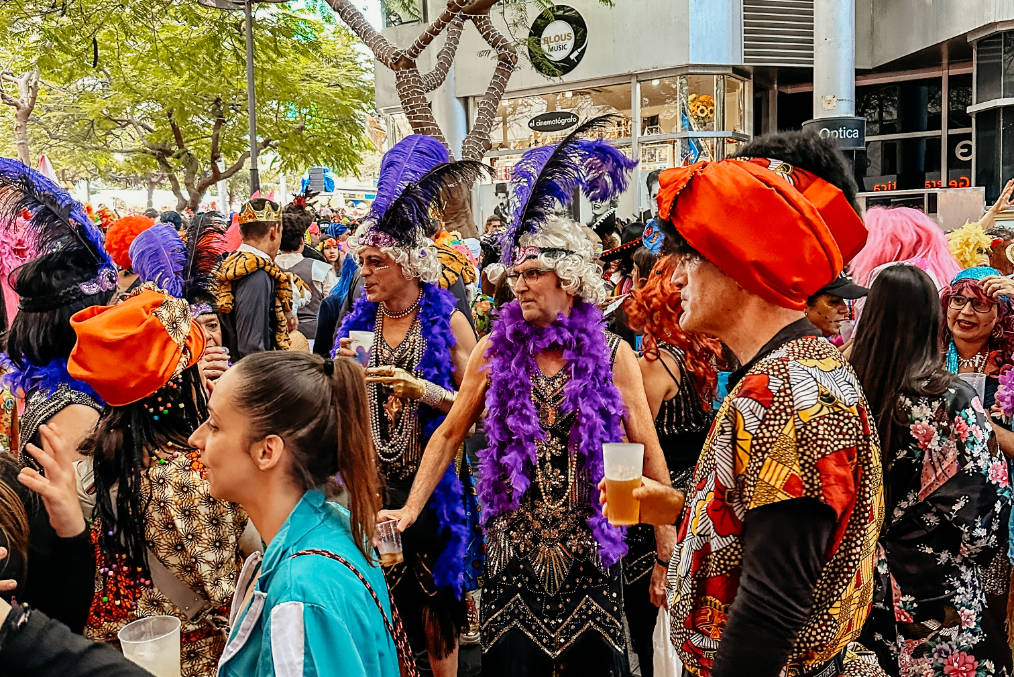 Menschen verkleidet im Tages-Karneval con Santa Cruz de Tenerife